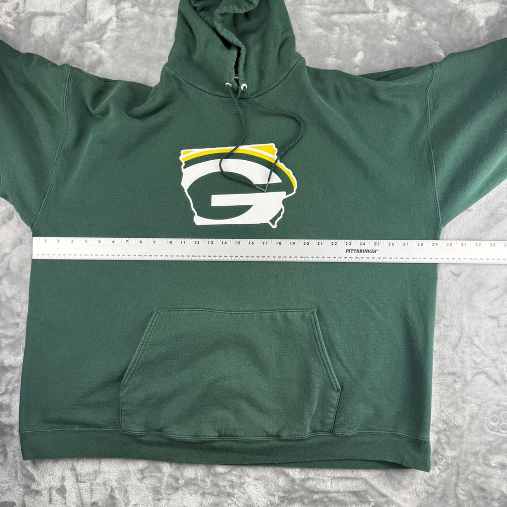 Vintage Hanes Ultimate Cotton Green Bay Packers Hoodie Mens 3XL Green Sweatshirt - Picture 5 of 16